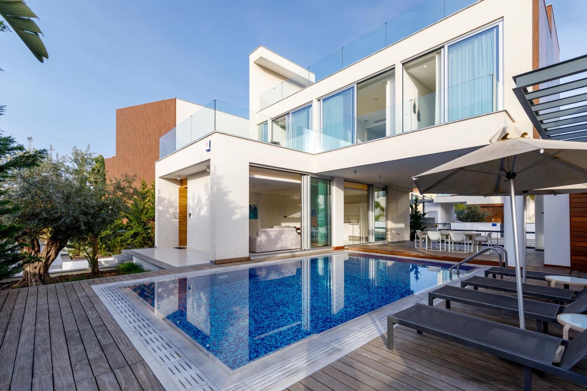 Seaview Luxury Villa Jacuzzi & Pool! 2 Min Beach Protaras Bagian luar foto
